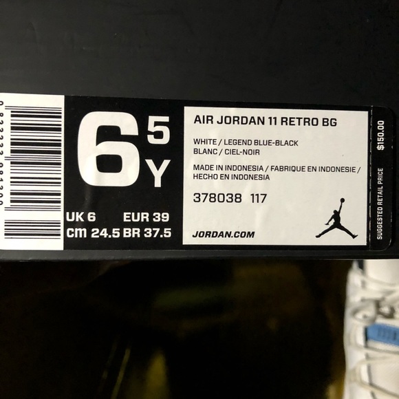 Nike Air Jordan 11 Retros Legends Blues Sz6.5Y